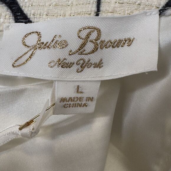 JULIE BROWN NY Skirt Mini size Large Navy Ivory Gold NWT - Picture 6 of 8